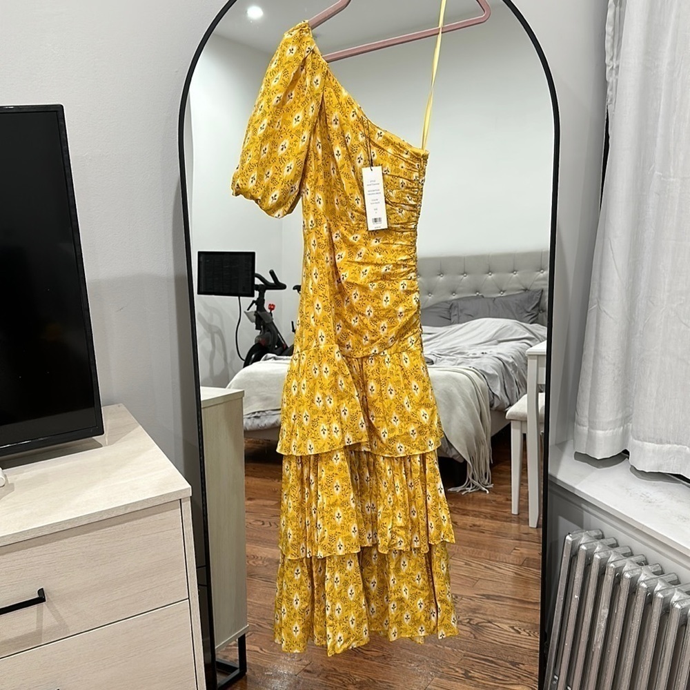 NWT Veronica Beard One Shoulder Virginia Sun Yellow size 0 - Picture 9 of 11